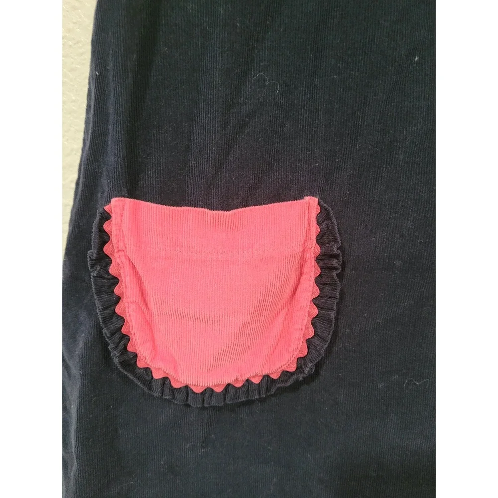 Posh Pickle Girls Navy Blue Pink Corduroy Monogrammed M Jumper Dress Size 6 #7‎